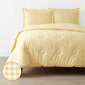 Gingham Classic Cool Organic Cotton Percale Comforter Set - Yellow, Full/Queen