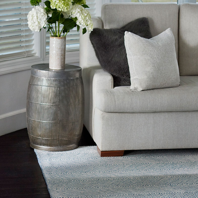 Herringbone Hand Tufted Wool Rug - Blue, 2' 3" x 8' Runner