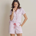 Printed Poplin Women's Shorts Set - Blush Stripe, S