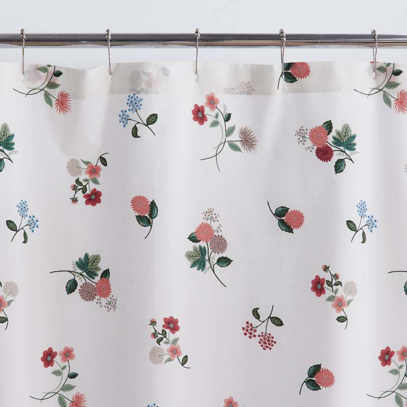 Ditsy Dahlia Classic Cool Cotton Percale Shower Curtain - Cream Multi