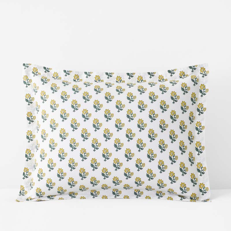 Suhana  Garment Washed Cotton Percale Sham - Yellow, Standard