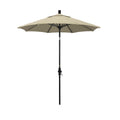 Round Outdoor Patio Umbrella, Fiberglass with Twist Tilt - Black Finish, Antique Beige, 7.5'