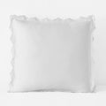Embroidered Scallop Classic Smooth Sateen Solid Sham - White, Euro