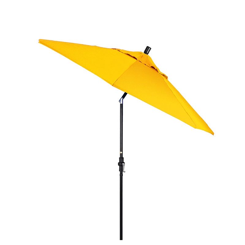 Round Outdoor Patio Umbrella, Fiberglass with Twist Tilt - Black Finish, Sunflower, 9'