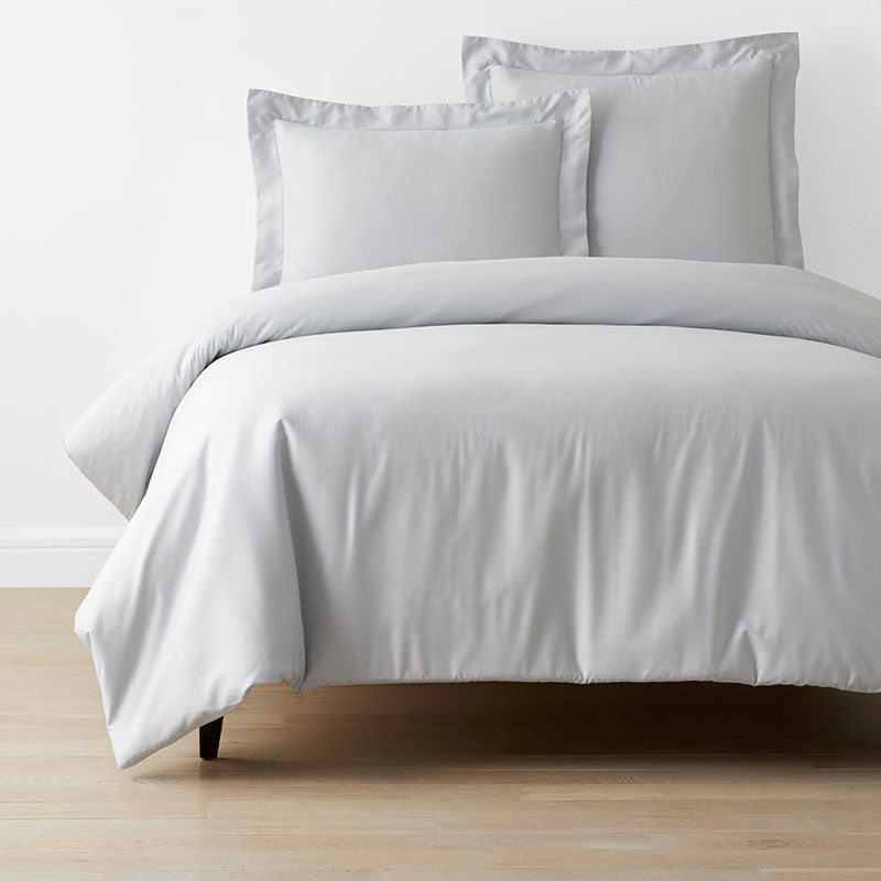 Classic Smooth Sateen Solid Duvet Cover - Light Gray, Full