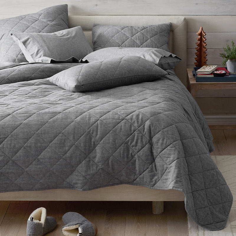 Bromley Premium Ultra-Cozy Cotton Flannel Coverlet - Smoke, Queen