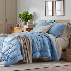 Classic Cool Cotton Percale Comforter - Porcelain Blue, Full