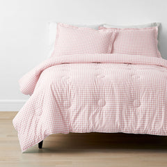 Gingham Classic Cool Organic Cotton Percale Comforter Set - Petal Pink, Twin/Twin XL