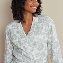 Textured Gauze Cotton Robe - Misty Meadows, XXL