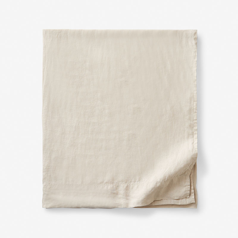 Premium Breathable Washed Linen Solid Flat Bed Sheet - Parchment, Queen