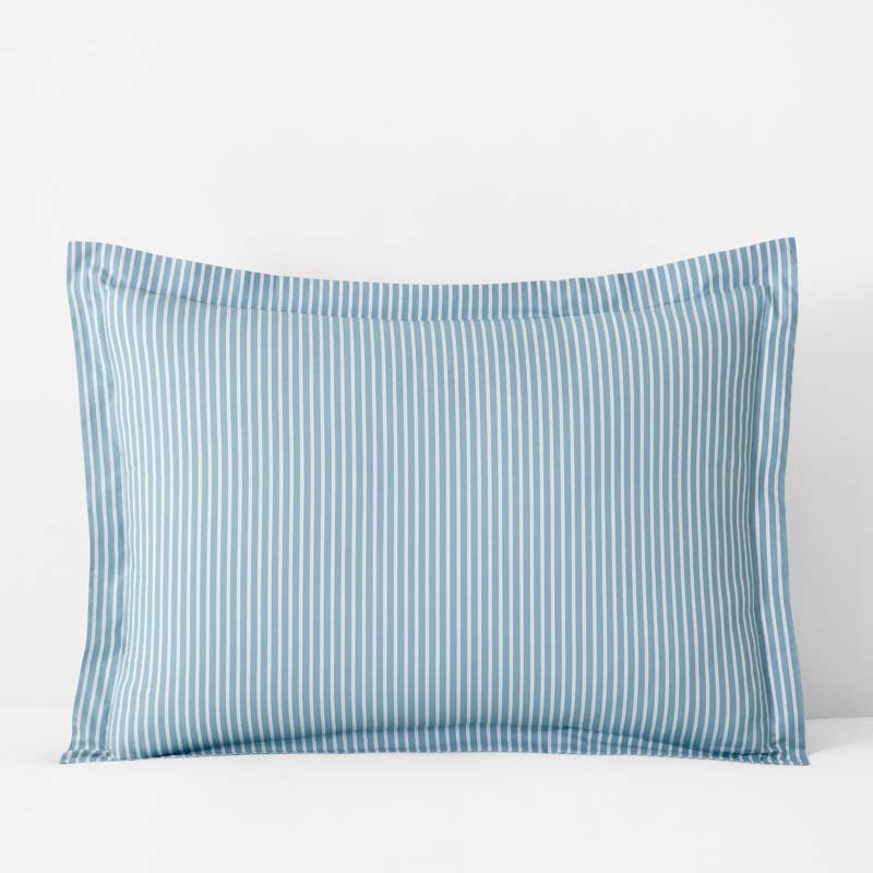 Tira Floral Classic Cool Cotton Percale Sham - Stripe Blue, King