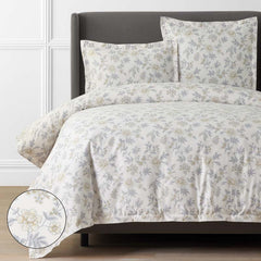 Whispering Garden Premium Smooth Wrinkle-Free Sateen Duvet Cover - Gray Multi, Full/Queen