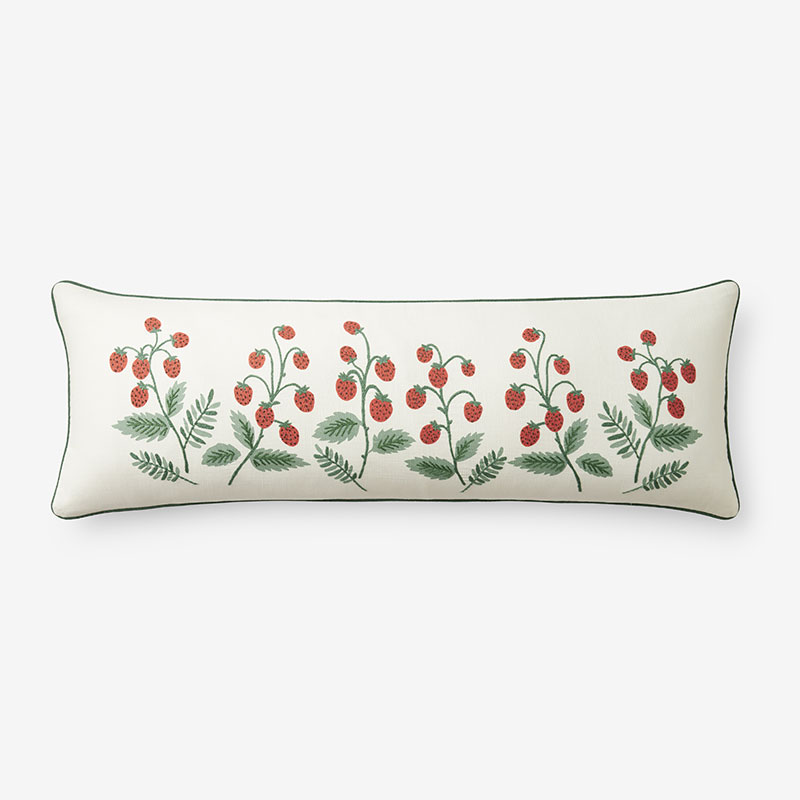 Strawberry Fields Decorative Lumbar Pillow Cover - Cream Multi