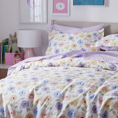 Gingham Classic Cool Organic Cotton Percale Comforter Set - Lilac, Full/Queen