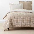 Classic Stripes and Plaids Cool Yarn-Dyed Cotton Percale Reversible Comforter - Windowpane Taupe, King/Cal King