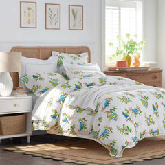 Summer Prints Classic Cool Cotton Percale Duvet Cover - Bird Days, King/Cal. King