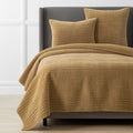Line Stitch Velvet Quilt - Gold, Full/Queen