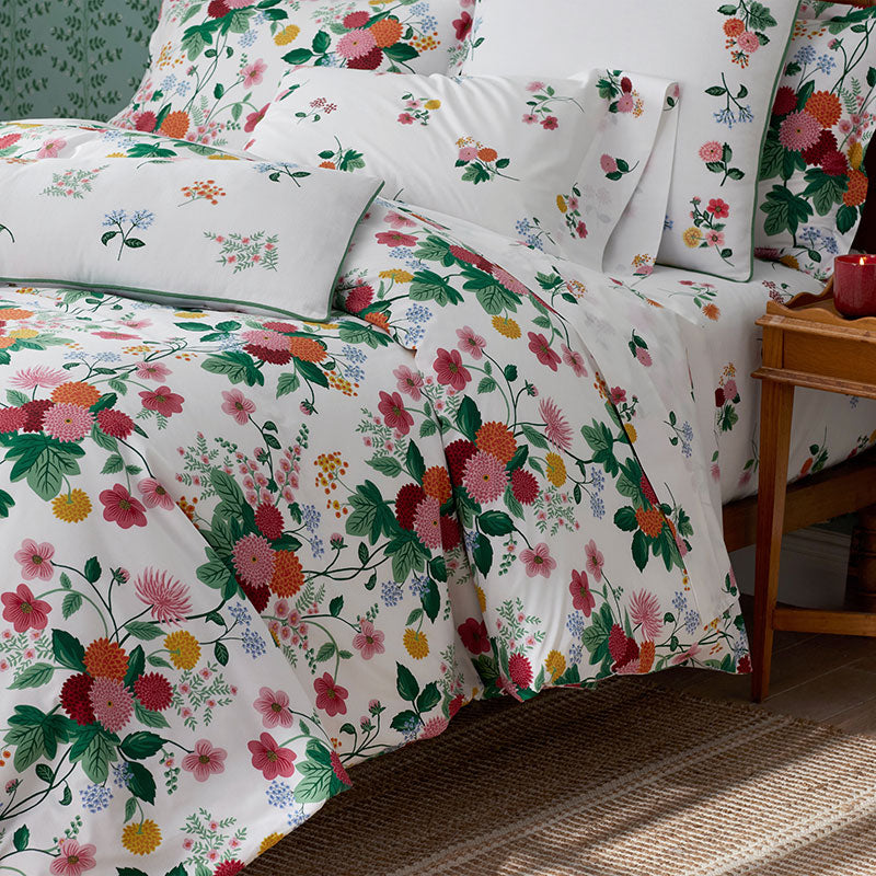 Dahlia Classic Cool Cotton Percale Comforter - White Multi, Full