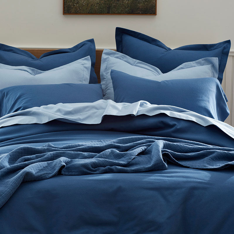 Classic Ultra-Cozy Cotton Velvet Flannel Fitted Bed Sheet - Slate Blue, Full