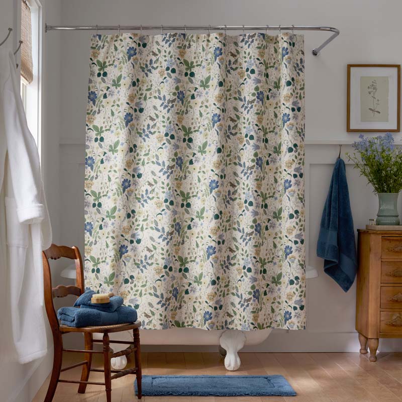 Strawberry Fields Classic Cool Cotton Percale Shower Curtain - Beige