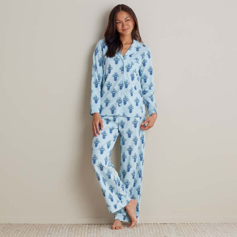 Printed Peruvian Cotton Women's Button-Down Pajama Set - Suhana, XS