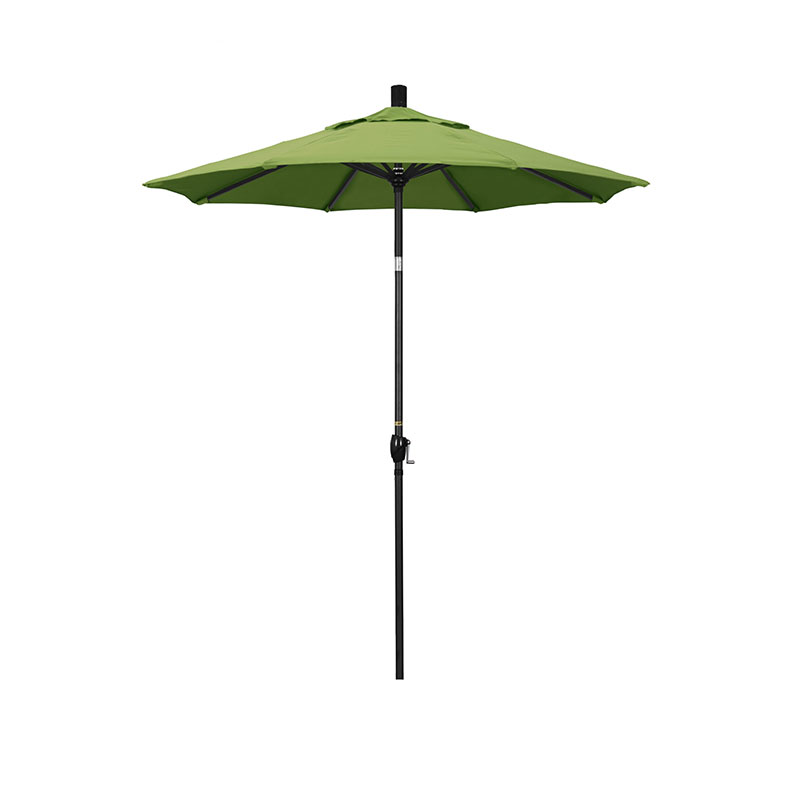 6' Round Outdoor Patio Umbrella, Aluminum with Push Button Tilt - Black Finish, Ginkgo