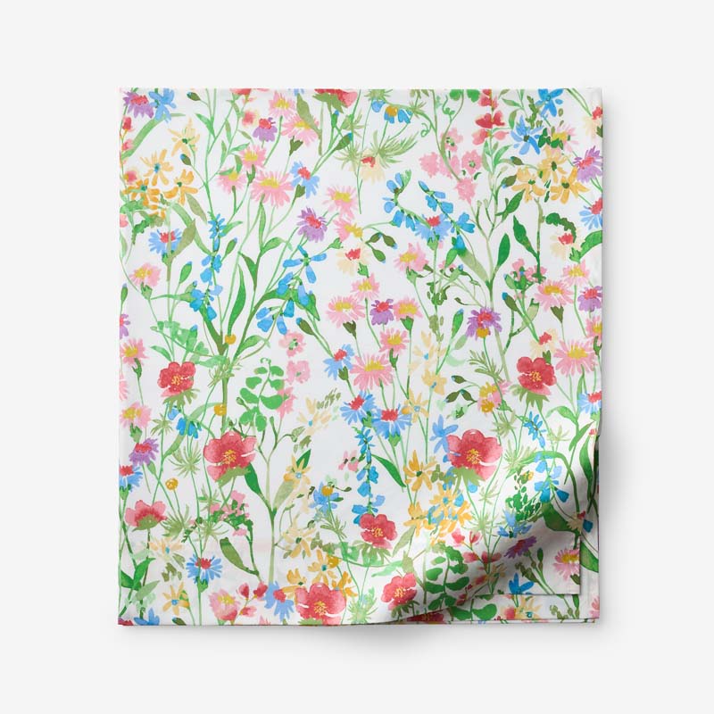 Garden Symphony Classic Cool Cotton Percale Flat Bed Sheet - Multi, King/Cal. King