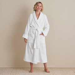 Velour Terry Unisex Robe - White, XL