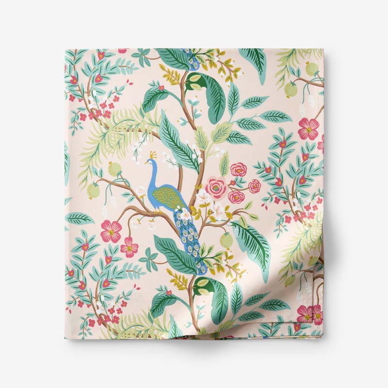 Peacock Classic Smooth Sateen Flat Bed Sheet - Blush, Queen