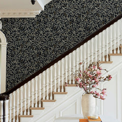 Willowberry Traditional Wallpaper - Black, Swatch