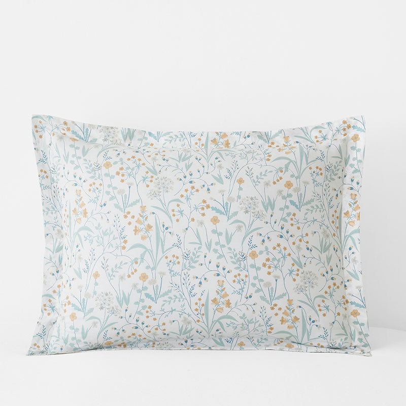 Clemencia Classic Cool Cotton Percale Sham - Mini Floral Pale Blue, King