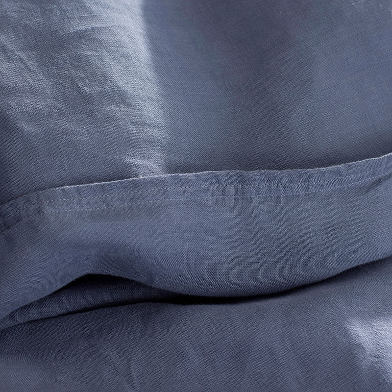 Premium Breathable Washed Linen Solid Duvet Cover - Denim Blue, King/Cal King