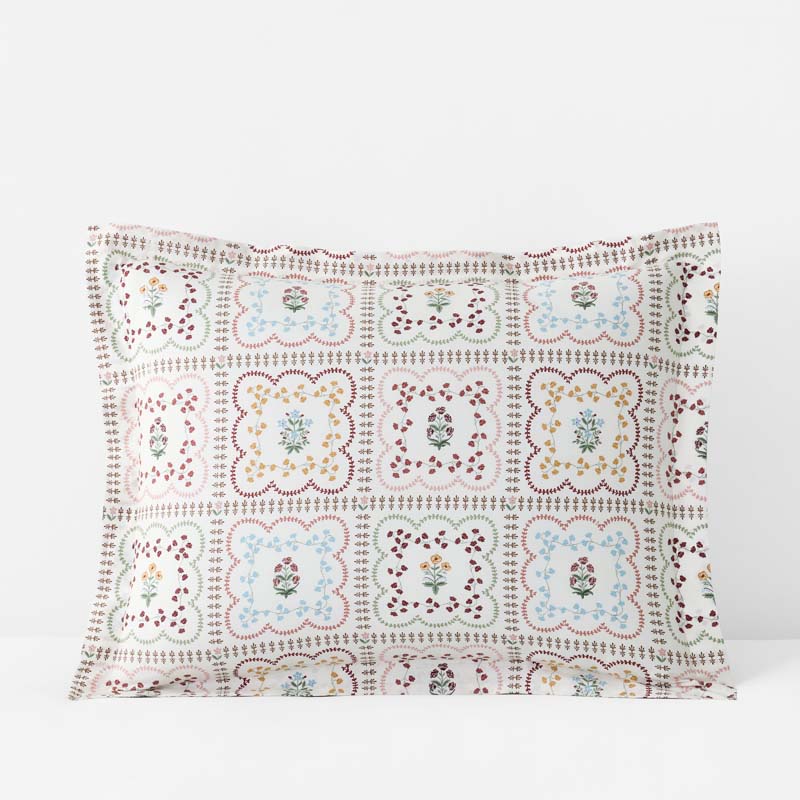 Lottie Classic Cool Cotton Percale Sham - Ivory Multi, Standard