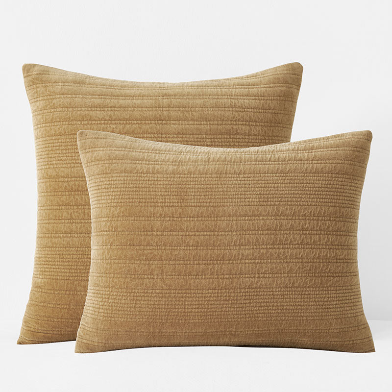 Line Stitch Velvet Quilted Sham - Gold, King