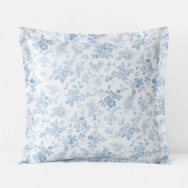 Whisper Fleur Premium Smooth Wrinkle-Free Sateen Sham - Blue Mist, Euro