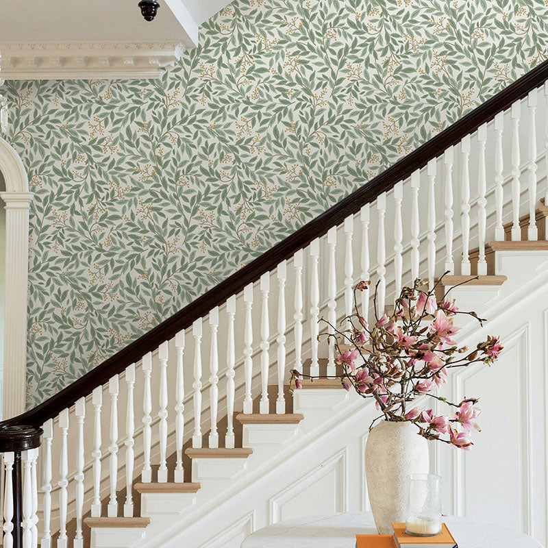 Willowberry Traditional Wallpaper - Sage White, Roll