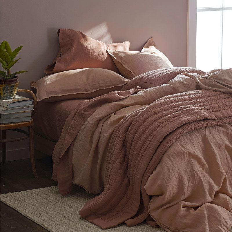 Premium Breathable Washed Linen Solid Duvet Cover - Light Clay, King/Cal King