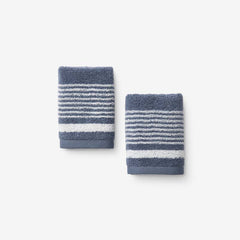 Plush Spa Stripe Washcloths, Set of 2 - Light Indigo