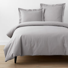 Classic Cool Organic Cotton Percale Solid Duvet Cover - Gray, King/Cal King