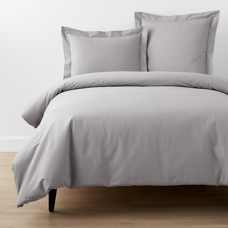 Classic Cool Organic Cotton Percale Solid Duvet Cover - Gray, Full