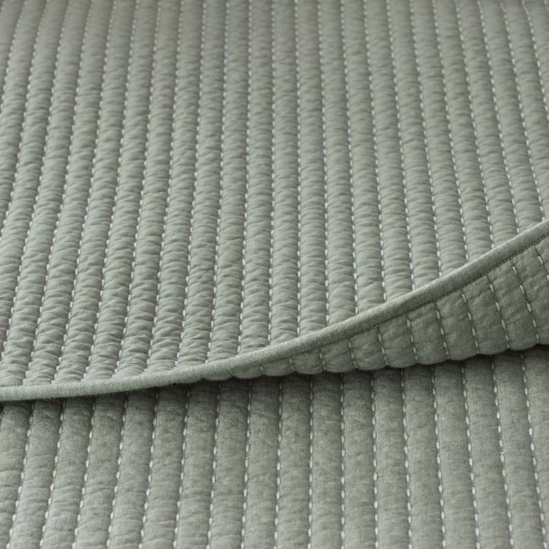 Fara Textured Kantha Quilted Sham - Green, King