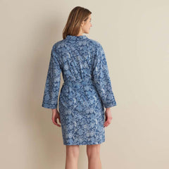 Printed Voile Women's Kimono Robe - Indigo Floral, M/L