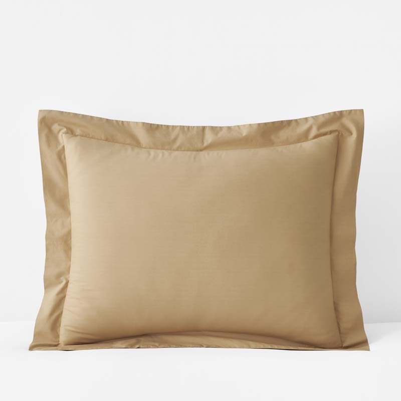 Solid Garment Washed Cotton Percale Sham - Wheat, King