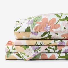 Whimsy Garden Classic Cool Cotton Percale Bed Sheet Set - Multi, King