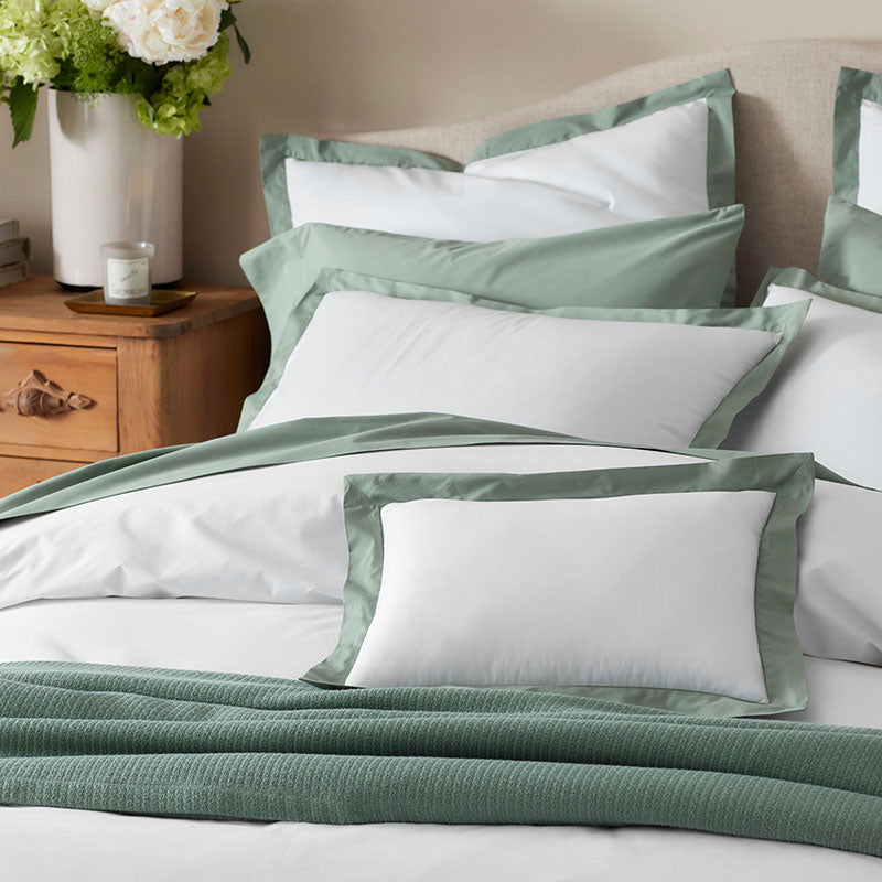 Solid Border Classic Cool Cotton Percale Duvet Cover - Thyme, King/Cal. King
