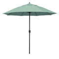 Round Outdoor Patio Umbrella, Aluminum with Auto Tilt Crank - Bronze Finish, Spectrum Mist, 9'