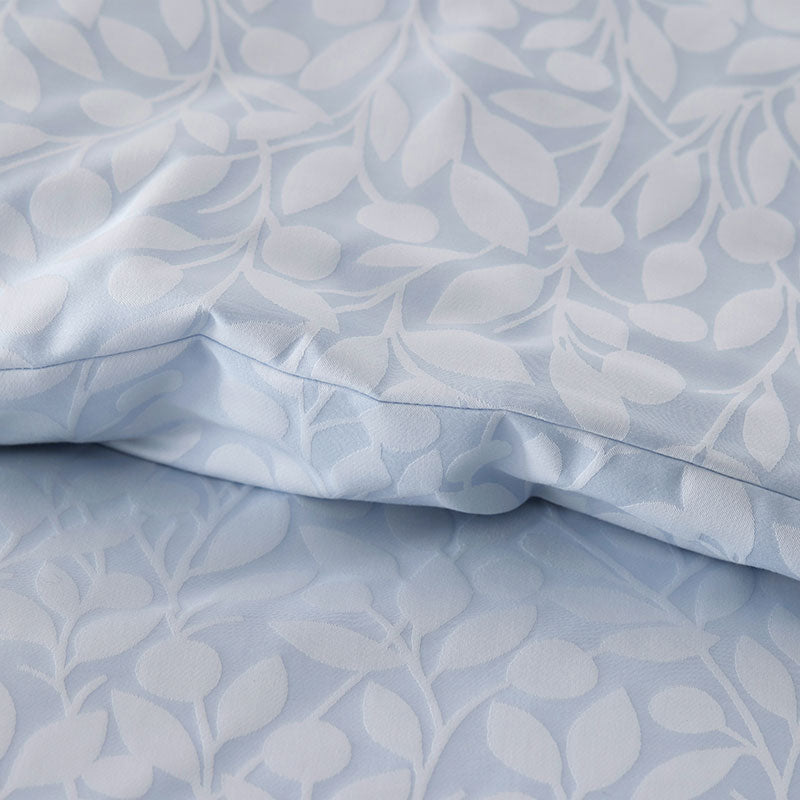 Jacquard Leaf Yarn-Dyed Premium Smooth Supima® Cotton Wrinkle-Free Sateen Duvet Cover - Blue Shadow, Full