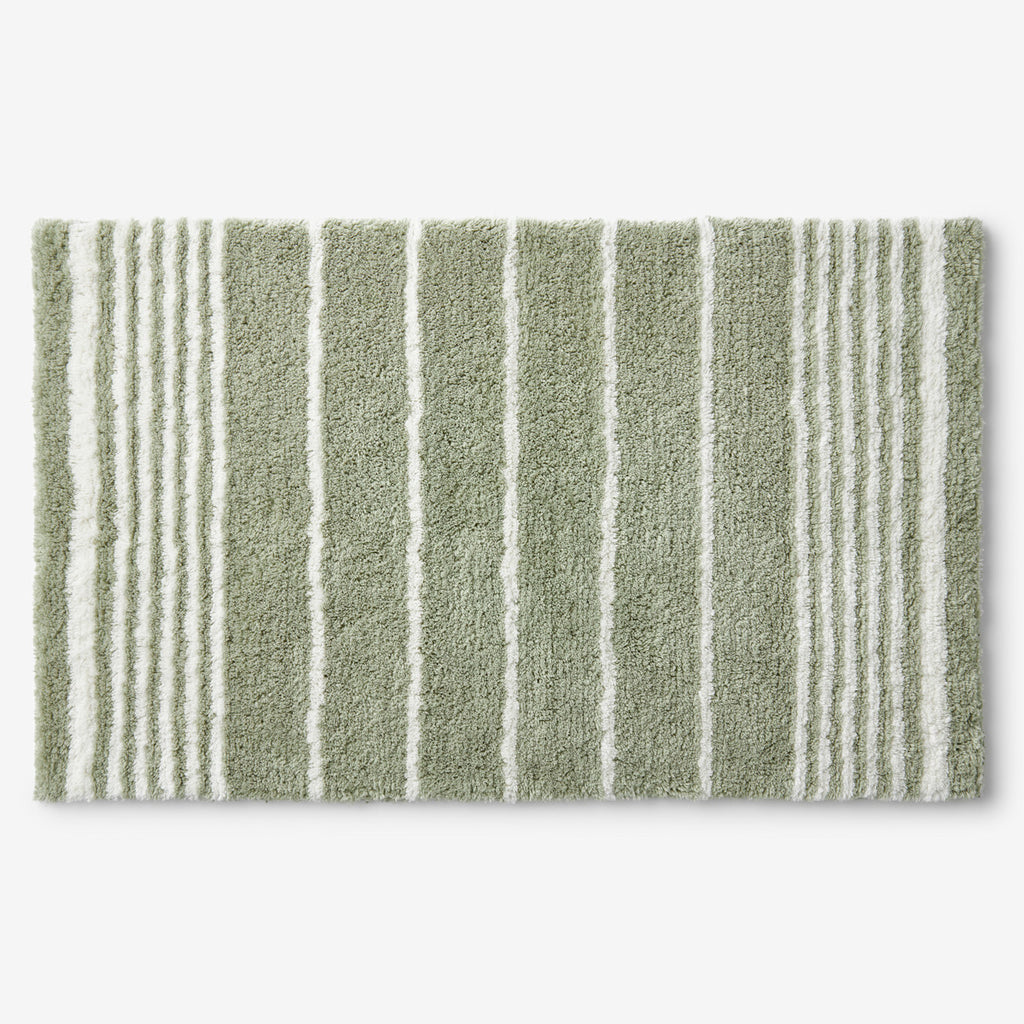 Plush Spa Stripe Bath Rug - Dark Willow, 21 in. x 34 in.