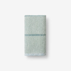 Narrow Stripe Reversible Cotton Hand Towel - Spa Green