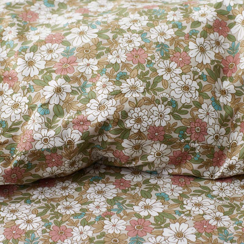 Julienne Classic Cool Cotton Percale Sham - Floral Beige, Euro